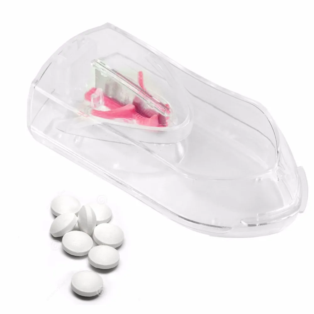 

Portable Delicate Pill Tablet Stainless Steel Blade Splitter Divide Cut Drug Slicer Crusher Safety Shield Storage Tools