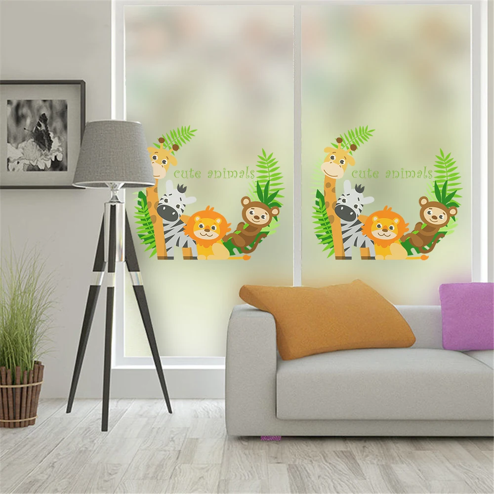 Cute animal Frosted Glass stickers Film for window Privacy Window Film