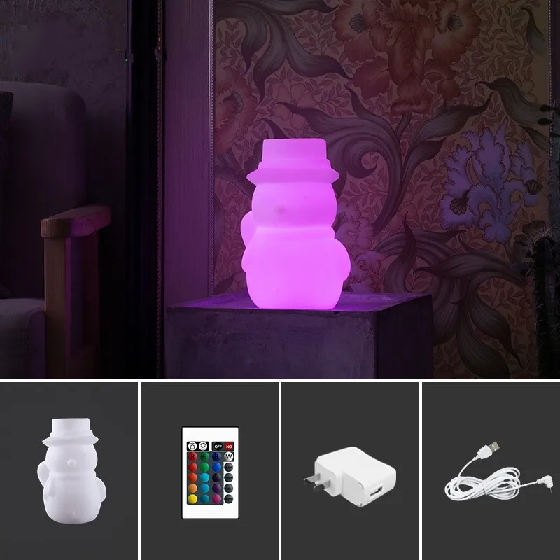 

USB Charging Remote Control Colorful Snowman LED Night Light Children Bedroom Bedside Lamp Christmas Birthday Gift Kids Toys
