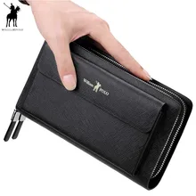 Men Clutch Bag Wallet Leather Strap Flap Clutches with 21 Card Holder Elegant Handy Wallet For Male 312 williampolo minimalist business men s clutch bag genuine leather flap handy wallet men clutches with cigarette case phone pocket