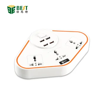 

3 AC Outlets 4 USB Outputs Power Strip Electronic Smart Extension Socket EU Plug Adapter Power Button Surge Protector