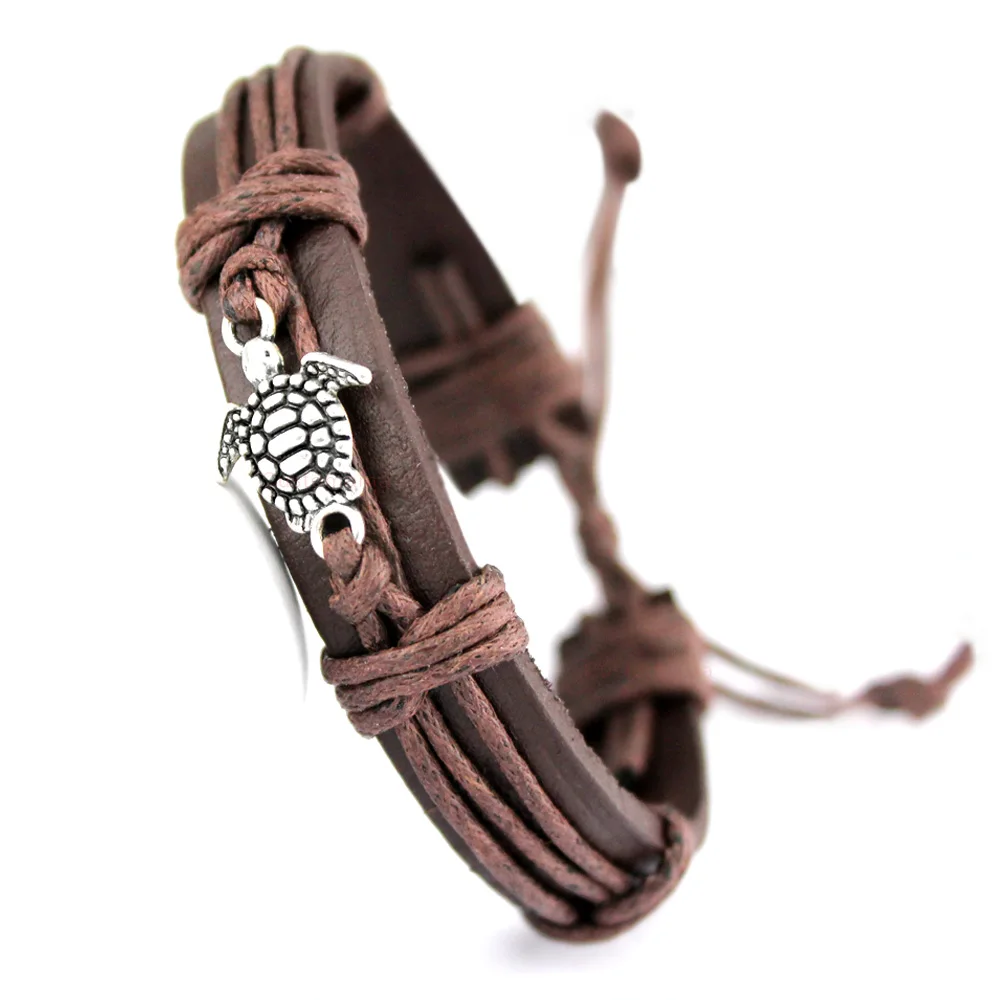 

Turtle Tortoise Bee Charm Leather Bracelets Paw Fish Bone Scissors Shears Skull Eiffel Tower Arrow Animal Unisex Jewelry Gift