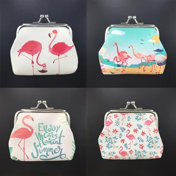 

New Cartoon Flamingos Hasp Students Coin Purse Children PU Zipper Change Purse Women Men's Mini Wallet Key Card Bag Kids Gift