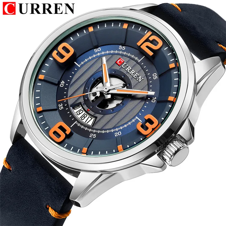 BSU CURREN Relogio Masculino люксовый бренд мужские модные спортивные часы мужские кожаные водонепроницаемые кварцевые наручные часы Мужские часы с датой - Цвет: BSU