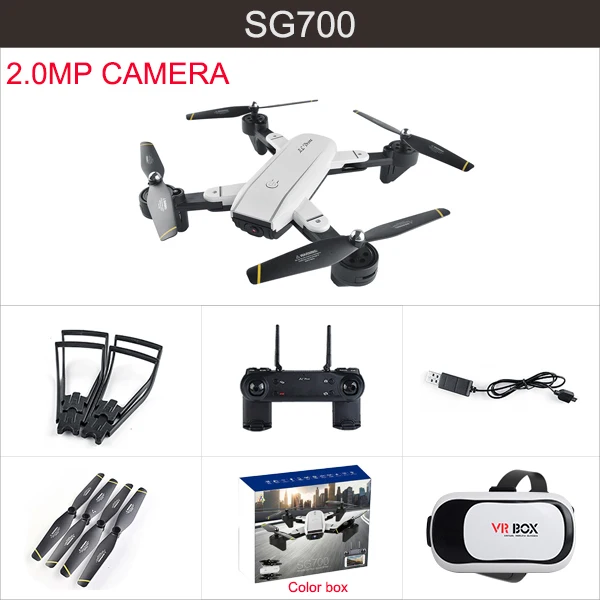 SG700 селфи дроны VR Rc Дрон с камерой Wifi Fpv Квадрокоптер RC игрушка для детей Vs Visuo Xs809hw 19HW - Цвет: 2.0MP original box