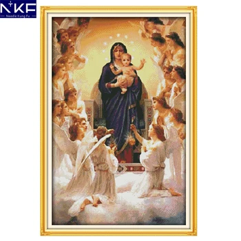 

NKF The Virgin Mary and Her Son Cross Stitch Needlework Counted Cross Stitch Kit for Embroidery Chinese Cross Stitch Kits