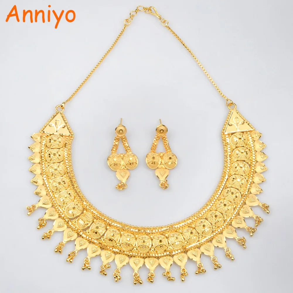 

Anniyo Gold Jewelry Set Bridal Necklace & Earrings Sets Copper Habesha/African/Nigerian/Eritrea/Sudan/Nigeria Jewellery#014323