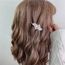Корейская женская заколка для волос из металлического сплава с боковой челкой, имитация жемчуга, заколки в форме бабочки и цветка, ретро Заколка для невесты