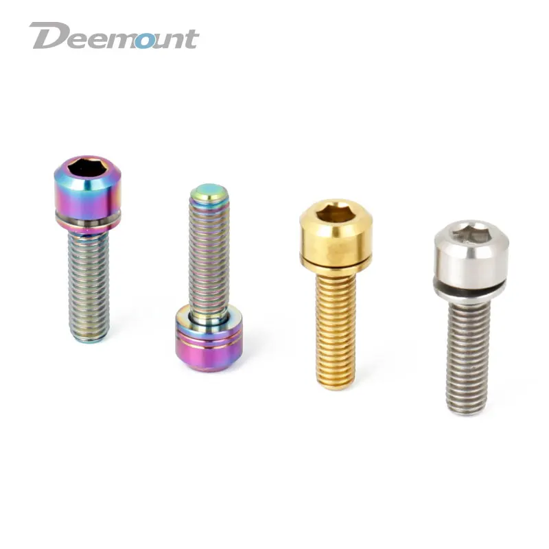 Deemount M5x20mm велосипедные болты для выноса руля с шестигранной головкой с шайбой MTB горный велосипед Ti TC4 винт цикл крепления запчасти 6 шт