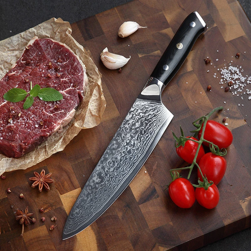 

FHEAL 8 inch Chef Knives High Carbon G10 Japanese 67 layer Damascus Kitchen Knife Stainless Steel Knife Wood Handle Dropshipping