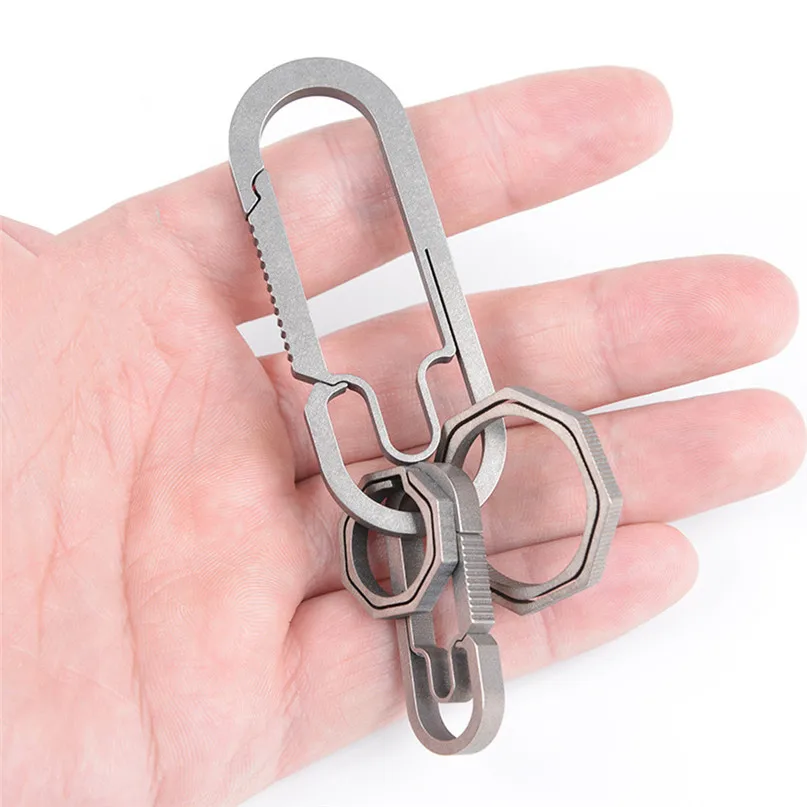 1PC Titanium Anti-lost Quick Release Keychain Hook Outdoor Fast Hanging Carabiner for Outdoor Camping Hiking Rock Rescue #3j#F (3)