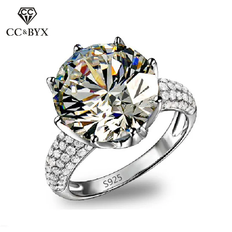 Кольцо женское из белого золота с фианитом 8 карат CC064|engagement ring|rings for womenbig ring |