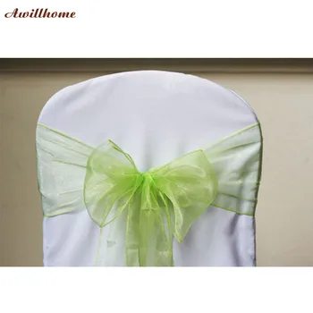 

150 pcs chair sashes free shipping apple green organza sashes