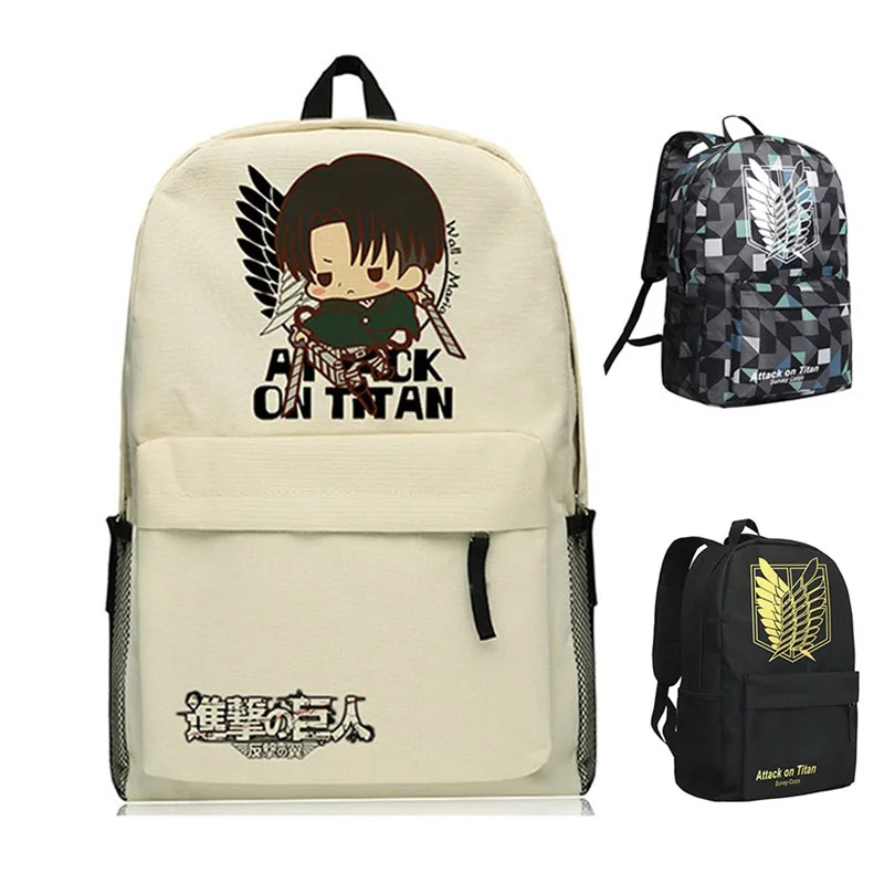 

MeanCat Attack on Titan School lap-top Backpack in Black and Khaki Colors Large Bags