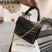 MSGHER сумки женские Casial заклепки маленькие сумки на плечо женские модные заклепки цепи сумки качественная сумка через плечо из ПУ
