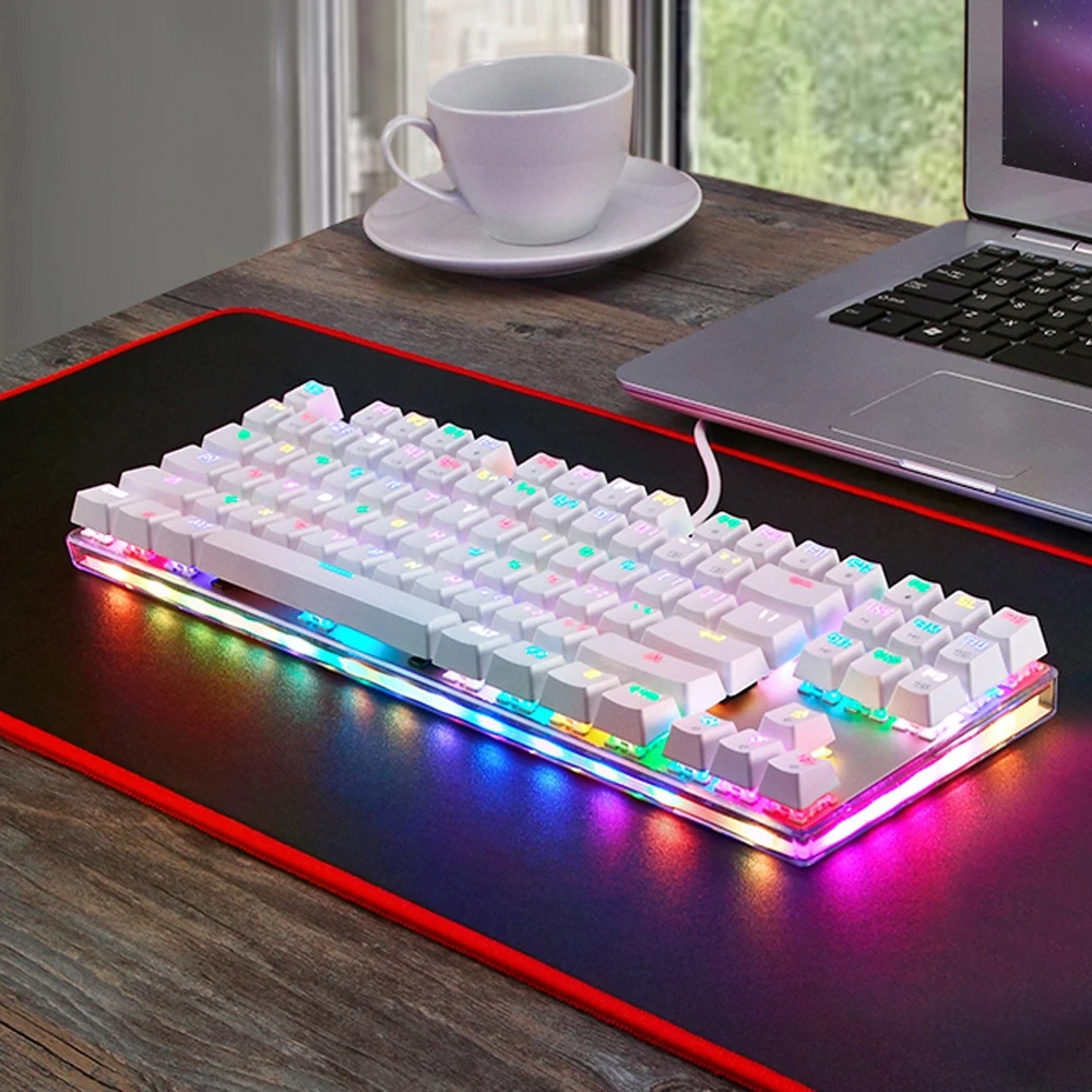 

2019 Motospeed K87S USB Wired Mechanical Keyboard Blue Switches Gamer Keyboard with RGB Backlight 87 Keys for PC Computer Gaming