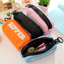 Korean Big Zipper Pencil Bag Large Capacity Canvas Pencil Case School Stationery Pen Storage Box Material Escolar Supplies