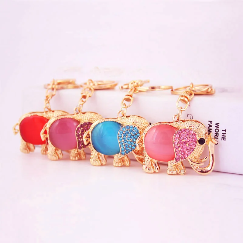

Creative Cute Gem Elephant Keychain Car Women Bag Wallet Pendant Metal Key Chain Jewelry Fashion Accessory Gift Wholesale LM3120