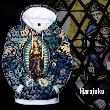 

Harajuku women Hoodies Japan Our Lady Guadalupe hoodies Sweatshirt Long Sleeve Women Clothes 2019 retro style Plus Size vintage