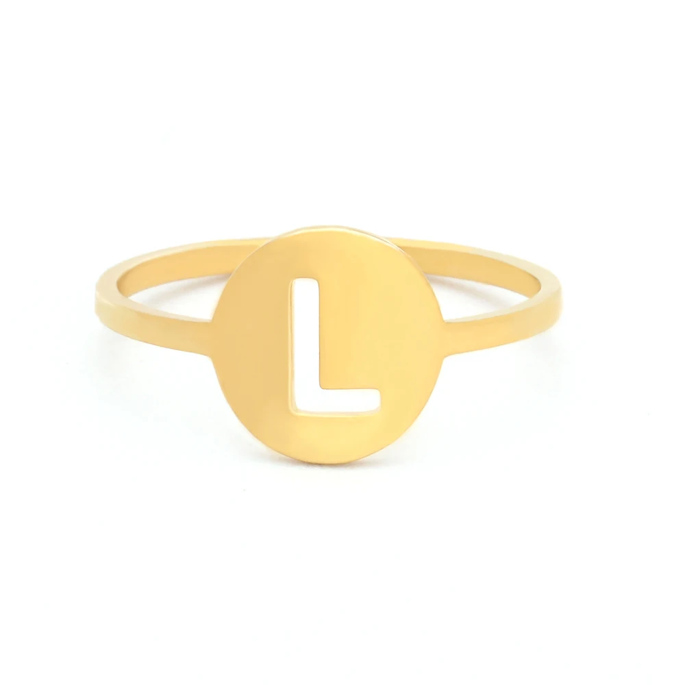 

Unisex Gold Silver Color A-Z 26 Letters Initial Name Rings for Women Men Geometric Alloy Creative Finger Rings Jewels