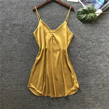 Новые летние пижамы Для женщин пикантные атласные домашняя рубашка Мини Ночная рубашка из искусственного шелка на Lounge Ночная рубашка без рукавов одежда для сна S0124