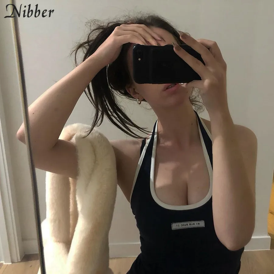 Модные базовые хлопковые мини платья Nibber на шнуровке женская летняя новая черная