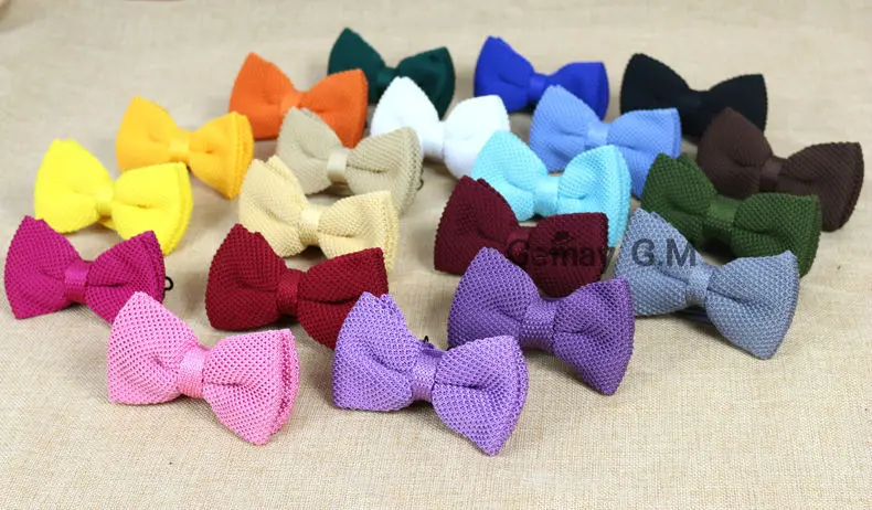 New Men Solid Knitted Bowtie Bow Tie for Mens Pre-Tied Adjustable Knit Bowtie 20 colors Free shipping