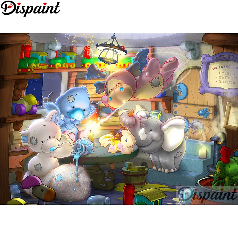 

Dispaint Full Square/Round Drill 5D DIY Diamond Painting "Cartoon Elephant" 3D Embroidery Cross Stitch Home Decor Gift A12571