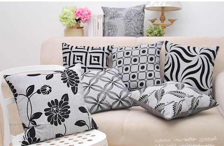 

2pc Free Shpping Vintage Home Decorative Pillow Cushion Case Black And White Classic Style Throw Pillows