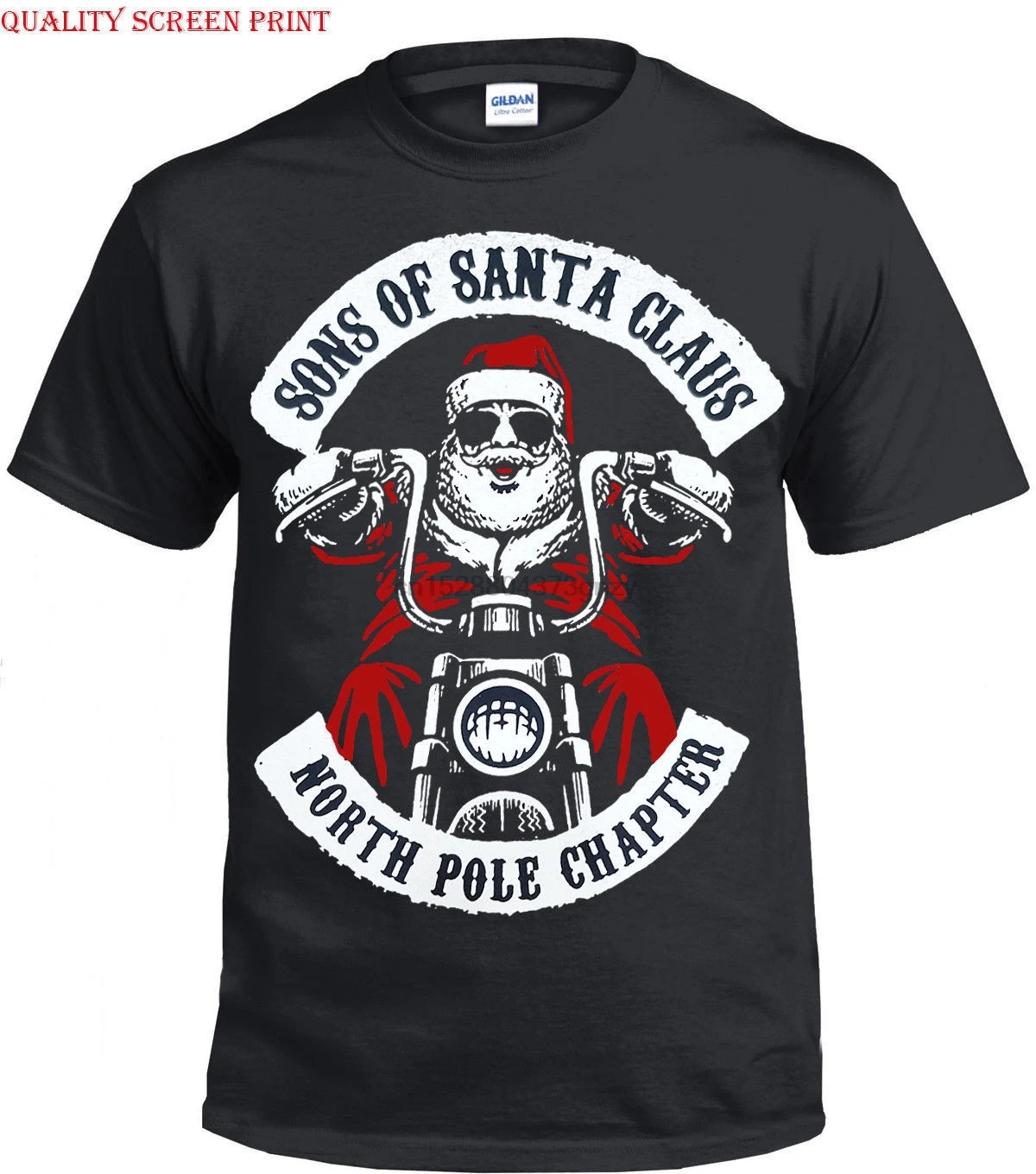 Sons-Санта-Для мужчин s-футболка забавные-Biker-Decembeard-фанк Санты Рождественский