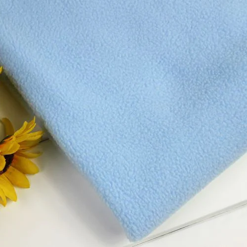 Light Blue Polyester Polar Fleece Fabric anti pilling one side Fleece