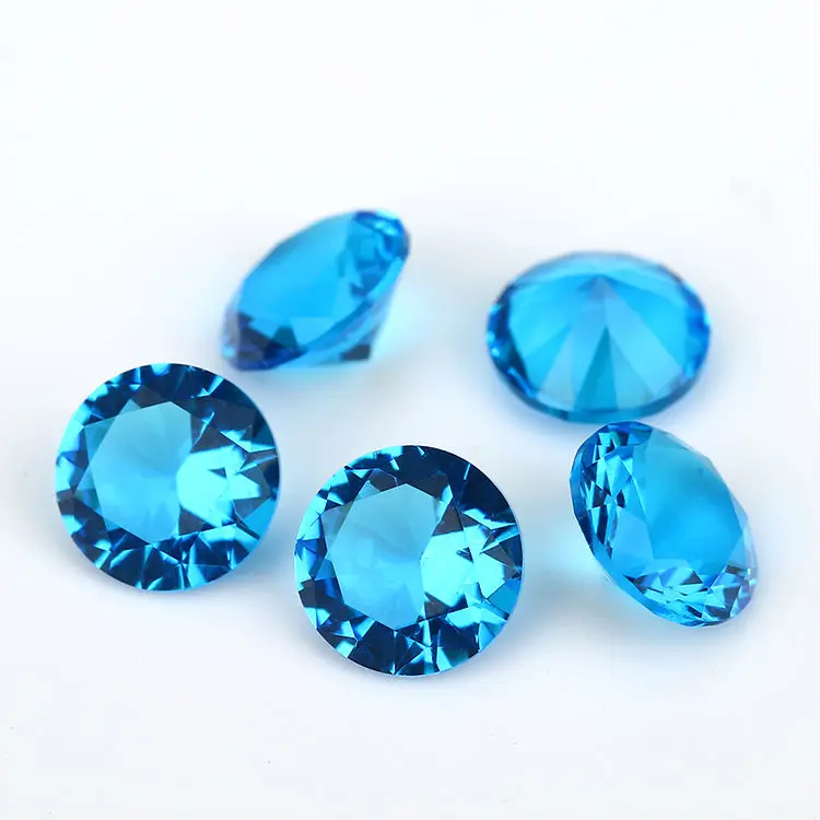 

1.0mm~15mm Round Shape Loose Stone Dark SeaBlue Color AAAAA Glass Synthetic Gems For Jewelry DIY Stone