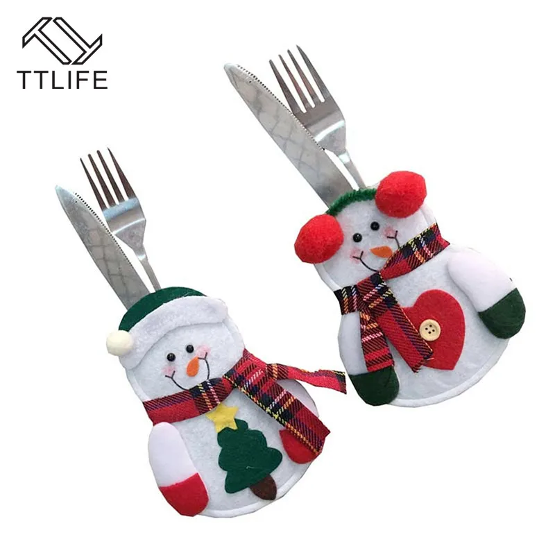 

TTLIFE New Year Merry Christmas Knife Fork Cutlery Set Skirt Pants Navidad Natal Christmas Decorations for Home Xmas