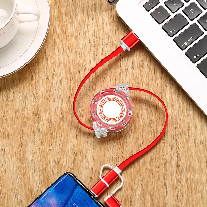 3 в 1 микро кабель быстрой зарядки Redmi K20 note7 mi9 8 для iphone 11 xs max 8 7plus для samsung S10 Note 9 для huawei P30 20 Nova4 - Цвет: Transparent red
