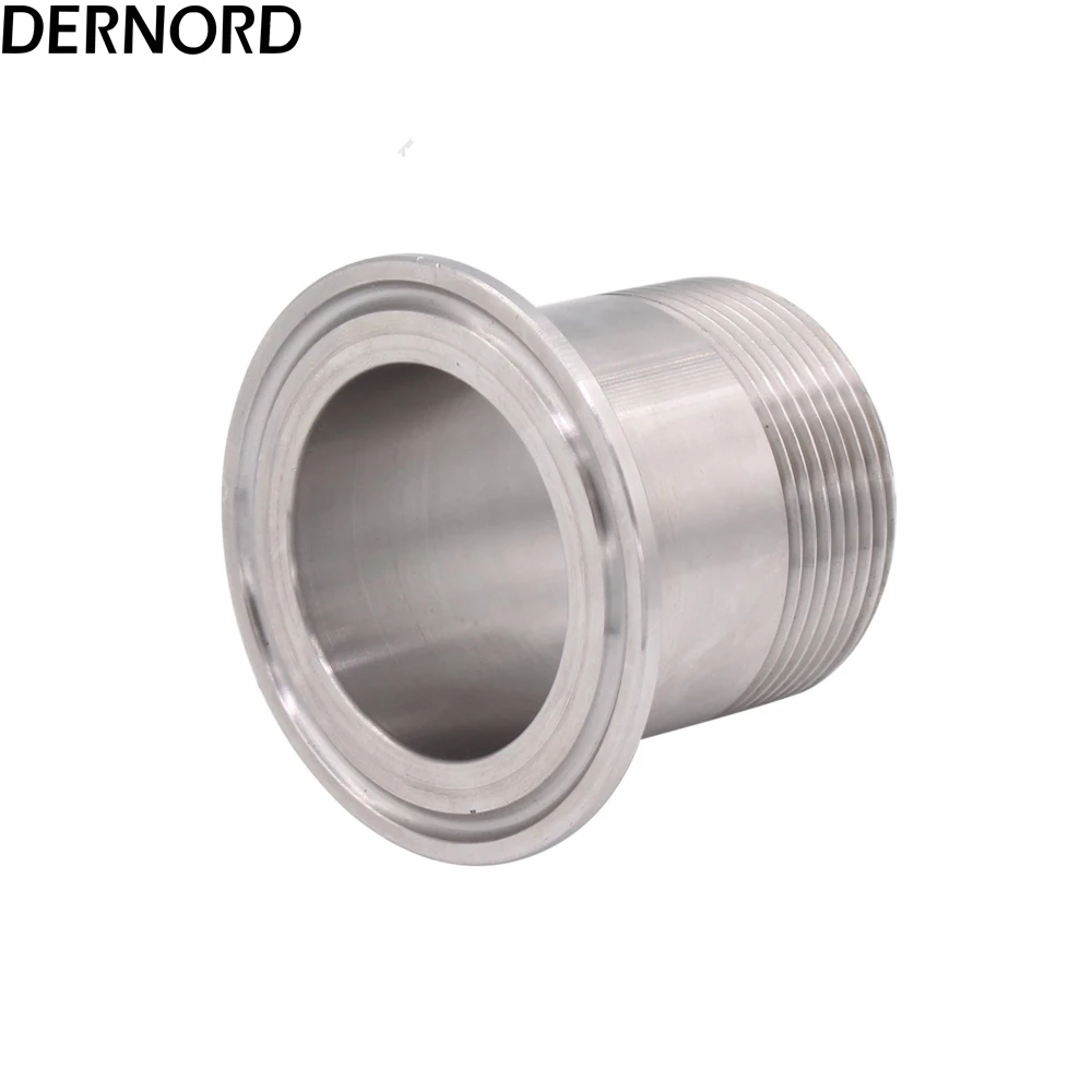 DERNORD 1.5" DN40 NPT Sanitary Male Threaded Adapter Pipe Fitting OD 64mm Ferrule 2'' TRI CLAMP