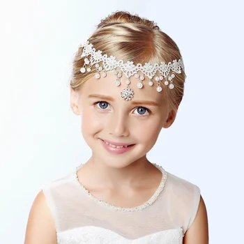 

White Lace Headbands Wedding Hair Accessories Pearl Bridal Headbands Trendy Girl Prestige Simple Headpiece