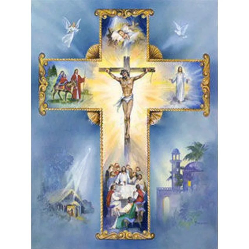 

DIY Diamond Embroidery, Jesus Crosses,Religion, 5D Diamond Painting Cross Stitch, Full Drill,Diamond Mosaic Kit, Decor,Chritsmas