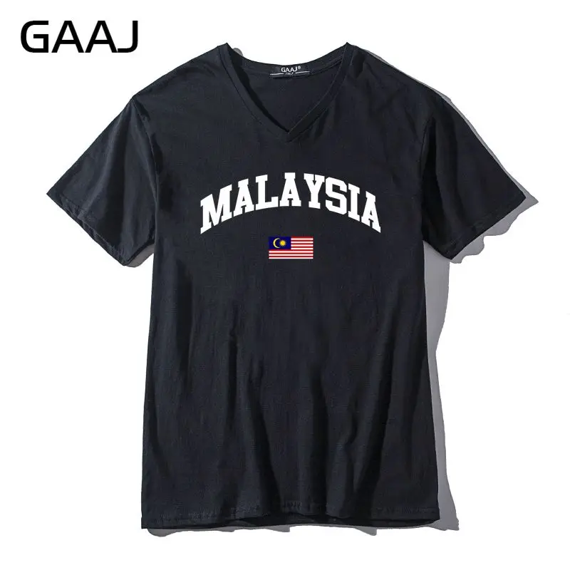 GAAJ Malaysia Flag Мужская и женская футболка унисекс Топы Футболка с v-образным вырезом