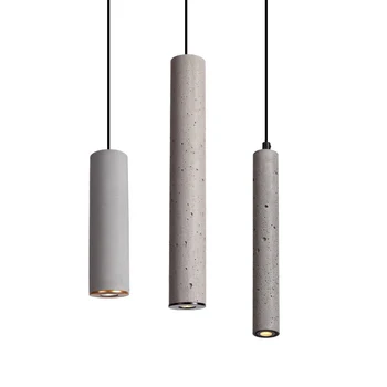 

New Modern Cement Pendant Lights Industrial Deco luminaires Concrete Cement Cylinder Pipe Pendant Lamp Cafe Bar Hanging Lighting