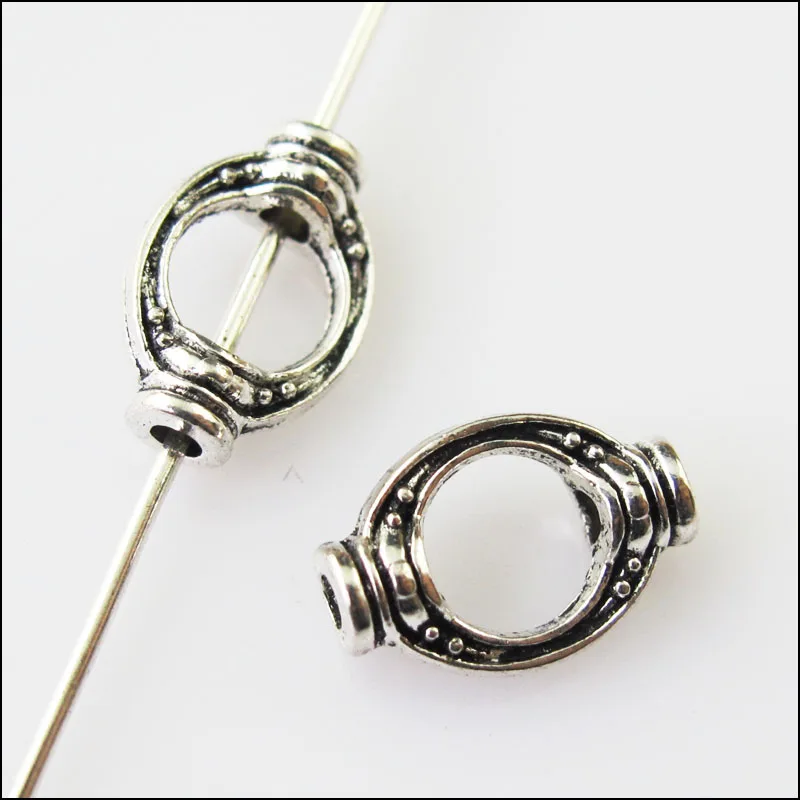 60 шт. старину Серебристый Овальный риса Spacer рамка из бисера Подвески 8x11.5mm |
