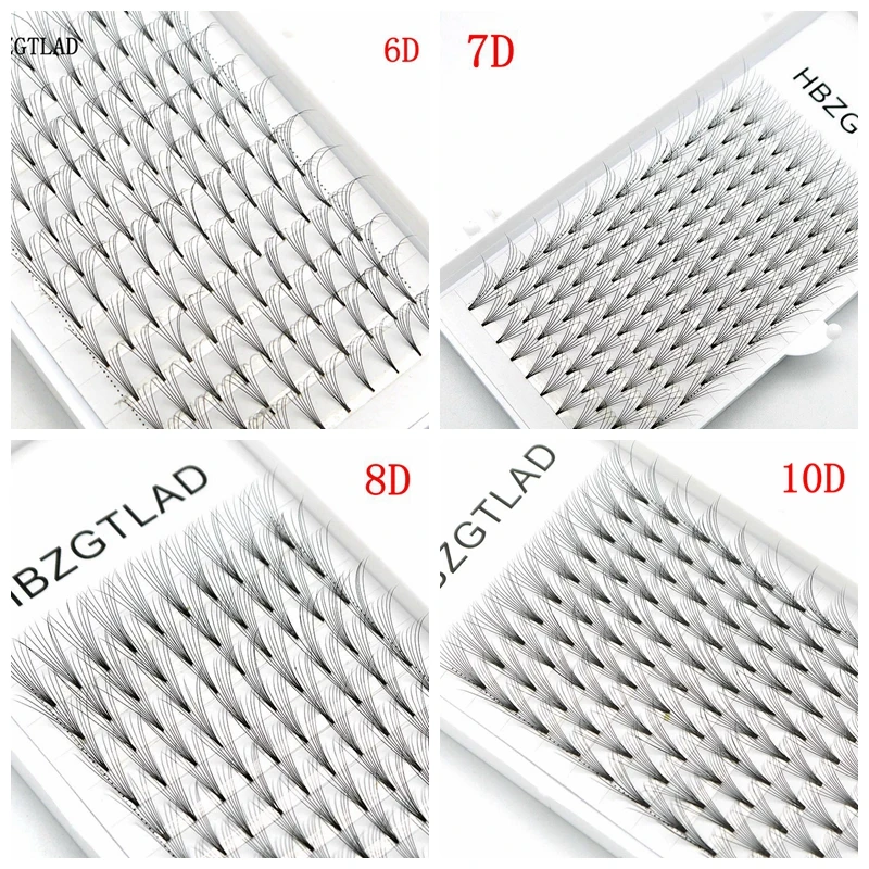 

Wholesale price volume 6D/7D/8D/10D eyelash extensions Short Stem Pre handmade synthetic hair russian volume lashes premade fans