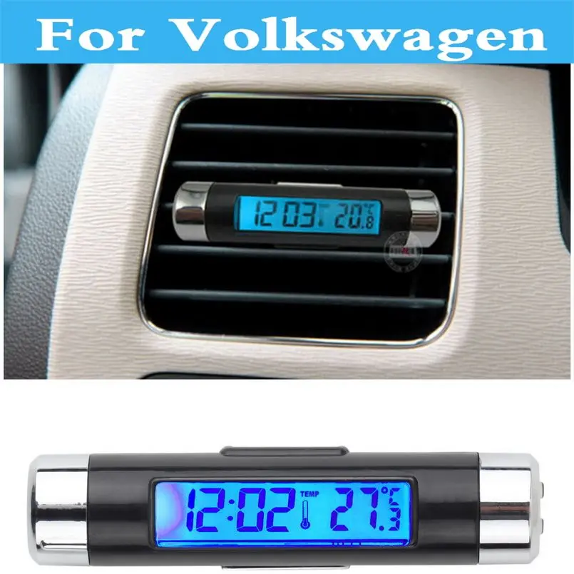 Автомобильные цифровые часы + Вольтметр термометр для Volkswagen Jetta Lupo GTI Passat R Phaeton