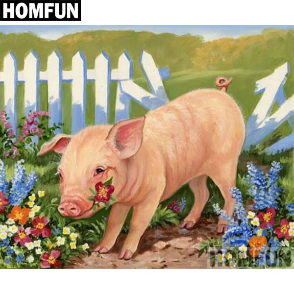 Тёмно-синий HOMFUN полная квадратная/круглая дрель 5D DIY Алмазная картина "Животные СВИНЬЯ" 3D вышивка крестиком 5D домашний Декор подарок A06815 - Цвет: Тёмно-синий
