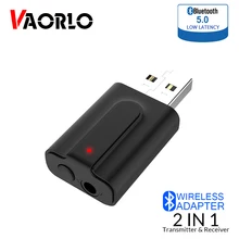 VAORLO 2 в 1 Bluetooth передатчик приемник Портативный USB 3,5 мм AUX мини стерео аудио беспроводной адаптер с Bluetooth для ТВ автомобиля ПК