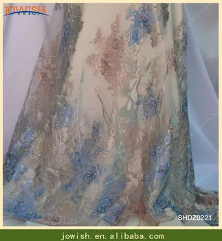 

Best selling african lace fabric 2018 high quality rhinestone swiss lace Embroidery Beaded Lace Fabric SHDZ0221