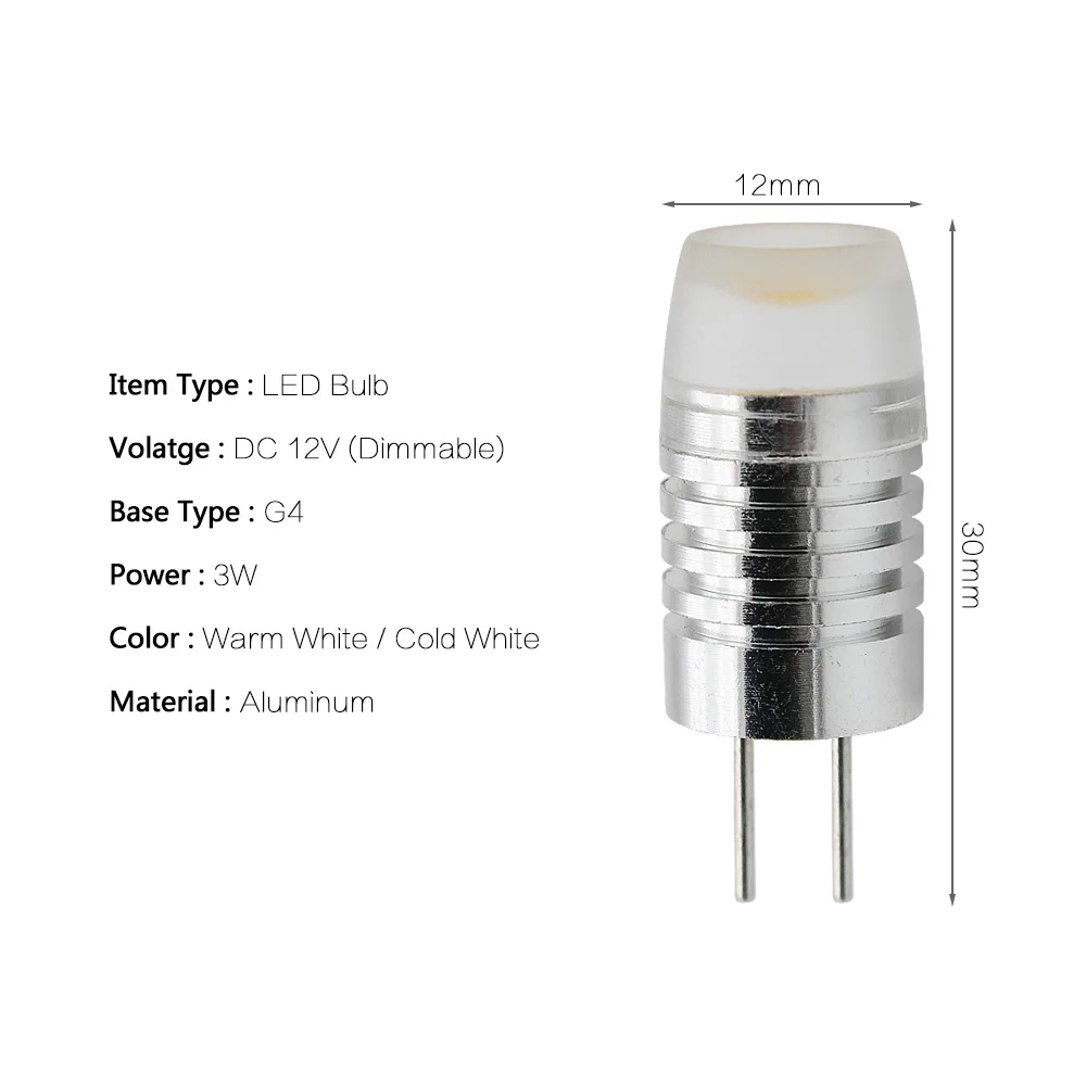 10 шт./лот высокая мощность G4 6 Вт 3 Вт COB Led кукурузная лампа для чтения Точечный светильник DC 12 В для гостиной хрустальная люстра светильник