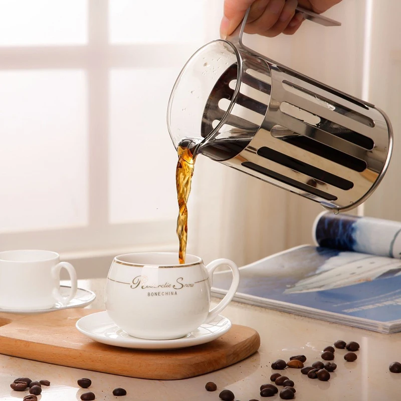 600ml Coffee Plunger Stainless Steel French Press Coffee Maker Tea Pot Kettle 20OZ Teapot with Press Filter Coffee Tea Tools (1)