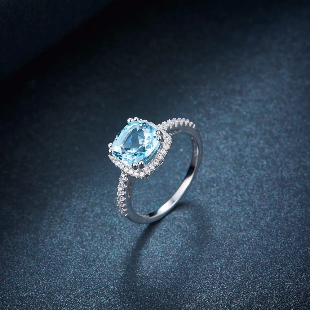 Hutang обручальное кольцо 3.04CT натуральный Небесно Голубой топаз твердый