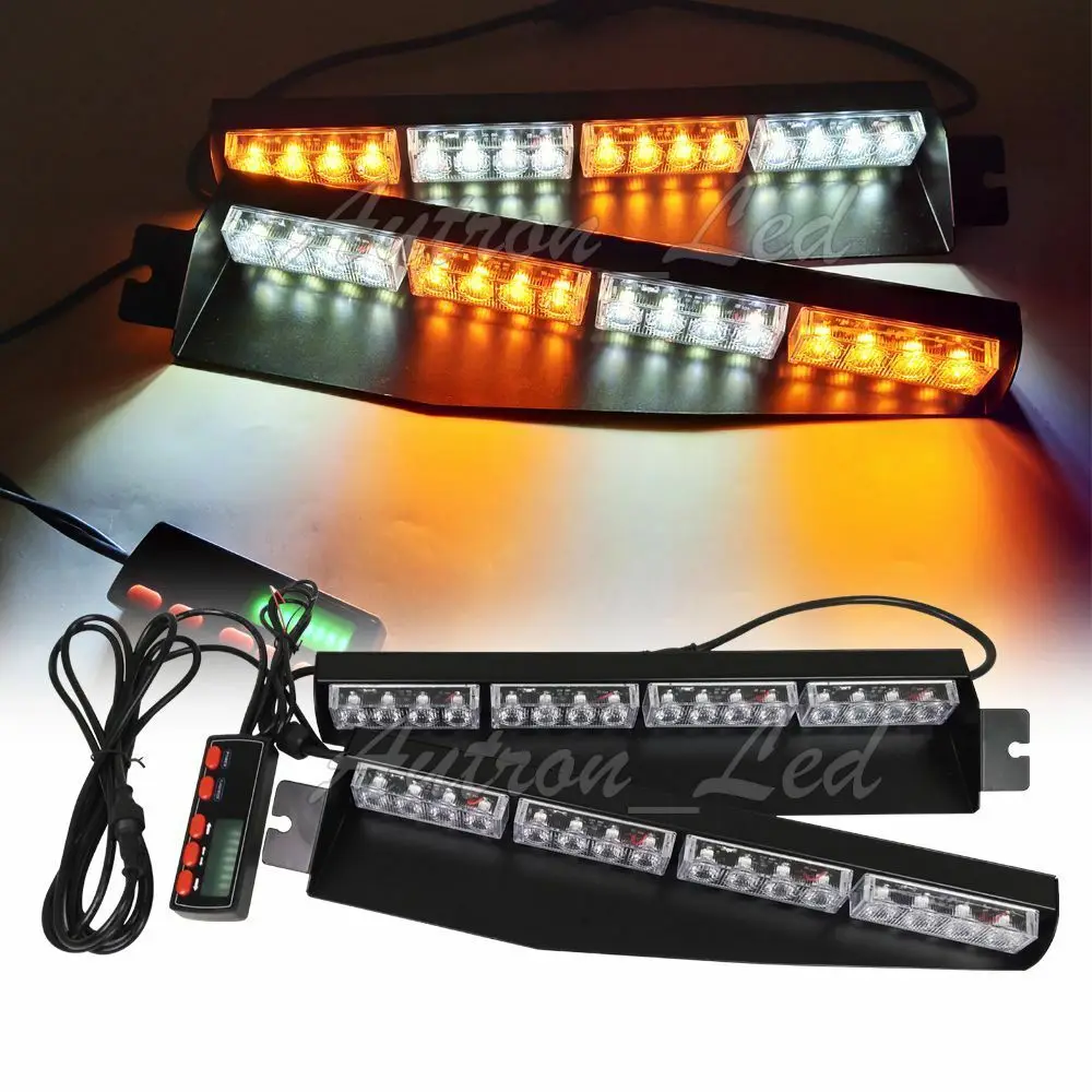 

Autron 34" 32W LED Emergency Warn Visor Deck Split Strobe Light Bar Amber White