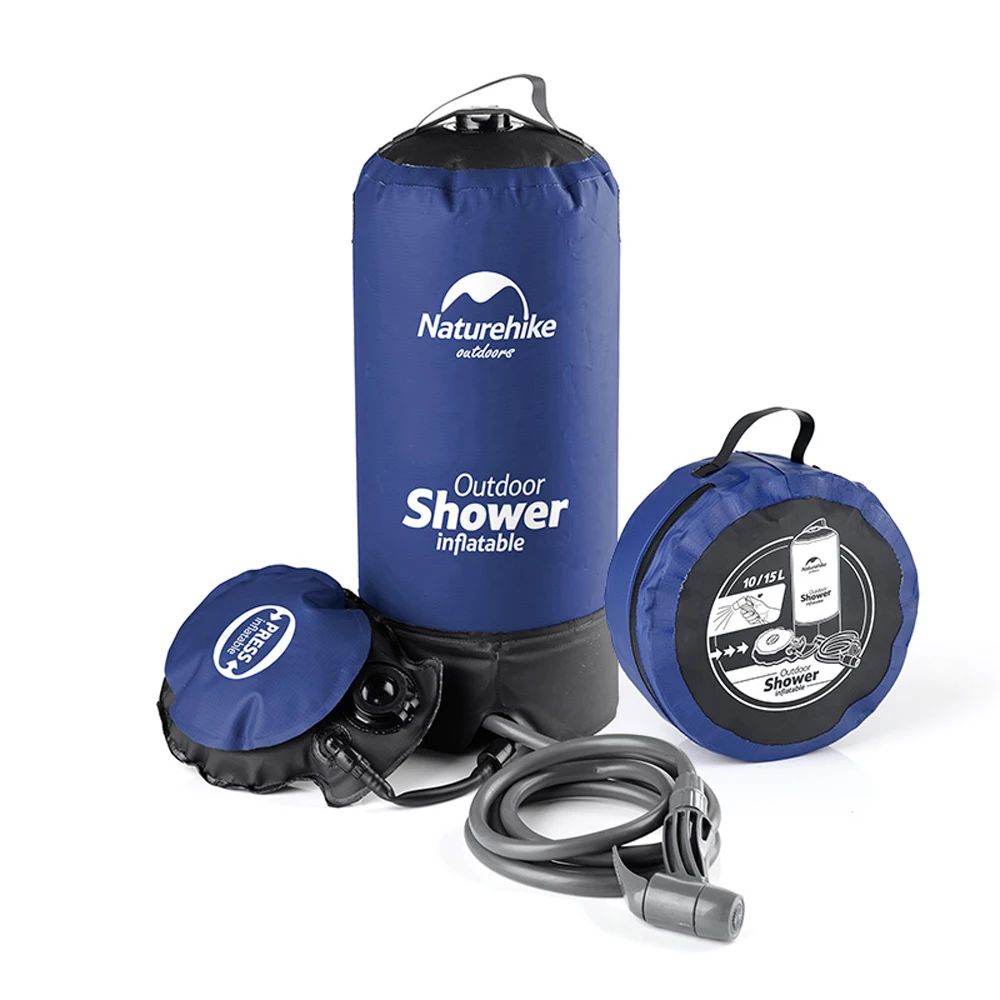 Naturehike уличный походный светильник, сумка для душа 11Л, ПВХ, наружный надувной душ, душ под давлением, портативный походный душ, сумка для воды - Цвет: Синий